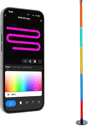 Lytup™ RGB Smart Floor Lamp, Alexa & App Controlled, 2.4GHz WiFi, Voice Control LED with Color Changing, Music Sync, Dimmable, Remote Control, Indoor Use, Adjustable Brightness, iOS/Android Compatible