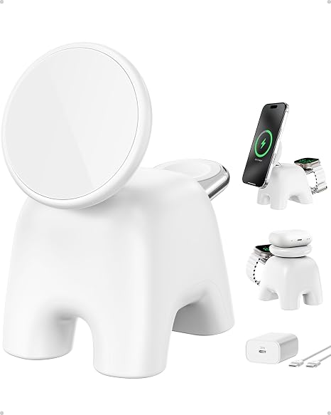 Magnetic Wireless Charging Station, Charger Stand for iPhone Apple Watch
