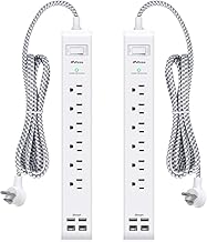 Mifaso 2 Pack Power Strip, 5FT Flat Plug Extension Cord, Surge Protector - Image 1