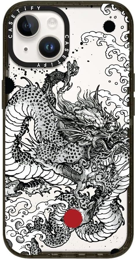 CASETiFY Impact iPhone 14 Case [4X Military Grade Drop Tested / 8.2ft Drop Protection] - Power Dragon by Gabe Shum - Glossy Black