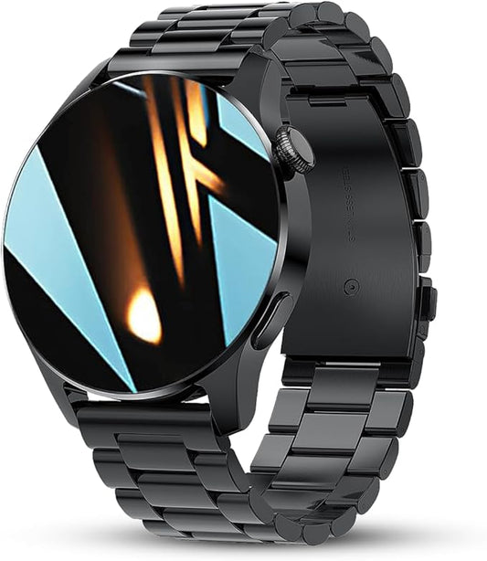 FILIEKEU Bluetooth Calls Smart Watch Men Women Heart Rate Sleep Monitor Steps IP67 Waterproof Sport Fitness Tracker 1.3''Touch Screen Fasion Black Stainless Steel Smart Watches for Android iOS
