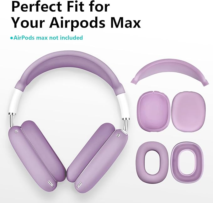 Filoto Case for Airpods Max Headphones,Ear Pad Case Cover/Ear Cups Cover/Headband Cover for AirPods Max(USB-C/Lightning)(2024/2020),Silicone for Apple Airpod Max, Accessories Cases(Lavender Purpl)