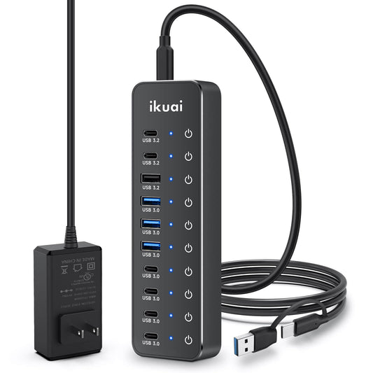 10-Port Powered USB 3.2 / USB C Hub Extender for PC Laptop