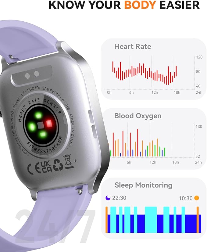 Smart Watches for Women Men, Fitness Tracker Watch with 110 Sports Modes, Step Counter/Sleep Monitor/Pedometer, IP68 Waterproof, Bluetooth Call & Music Control Smartwatch for iPhone/Android,Pueple