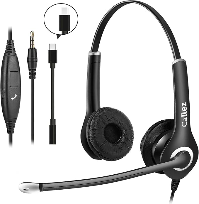Callez Computer Headset, 3.5mm Cell Phone Headset with Mic Noise Cancelling