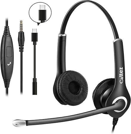 Callez Computer Headset, 3.5mm Cell Phone Headset with Mic Noise Cancelling
