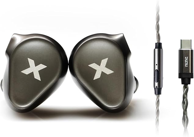 HiFiGo DUNU Titan X 10mm DLC Dynamic Driver in-Ear Monitor, HiFi Wired Gaming Earbuds with OCC Silver-Plated Cables, IEM for Stage Performance/Gaming/Music Production (Type C with Mic)