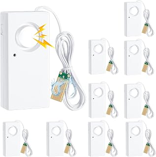 Hoteam 5 Pcs Water Sensor Alarm Leak Detector 120db Water Leak Alarm 9v Battery Flood Sensor Detector Overflow Security Alert for Home Basement Kitchen Garage Bath Tub Sink, White