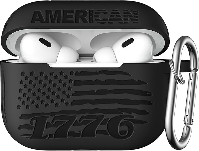 USA Flag Engraving Compatible for Airpods Pro 2nd Generation Case with Airpods Pro 2 Case Cover/for Airpod Pro Case Cover,Soft Silicone for Airpods Pro 2nd Generation,Front LED Visible