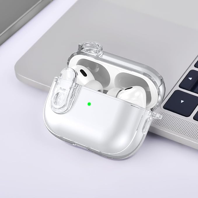 (with Lock) Clear Case Compatible for Cute Apple Airpods Pro 1/2 Cases Women, VISOOM TPU Transparency Air pods Pro 1st 2nd Generation Soft Earbuds Case Bling Keychain for Airpod iPod Pro2/1