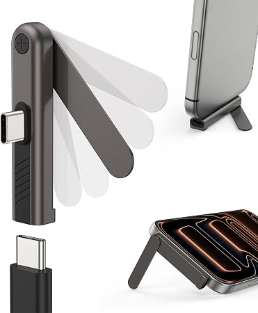 USB-C Phone Stand Adapter 60W, 2-in-1 Right-Angle Kickstand, 1 Pack
