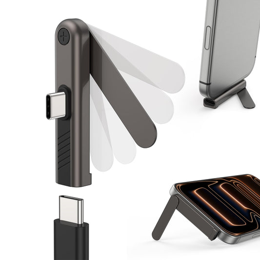 USB-C Phone Stand Adapter 60W, 2-in-1 Right-Angle Kickstand, 1 Pack