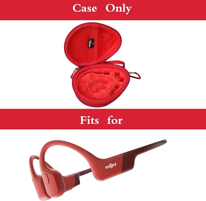 Mchoi Hard Case Fits for Aftershokz Aeropex/Aftershokz Titanium Mini/Aftershokz Air/Aftershokz Openmove/Openrun Pro, Open-Ear Wireless Bone Conduction Headphones, Red, Case Only