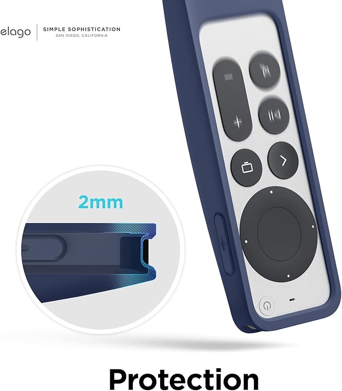 elago R5 Locator Case Compatible with 2022 Apple TV 4K Siri Remote 3rd Gen, 2021 2nd Gen and AirTag - Lanyard Included [Jean Indigo]