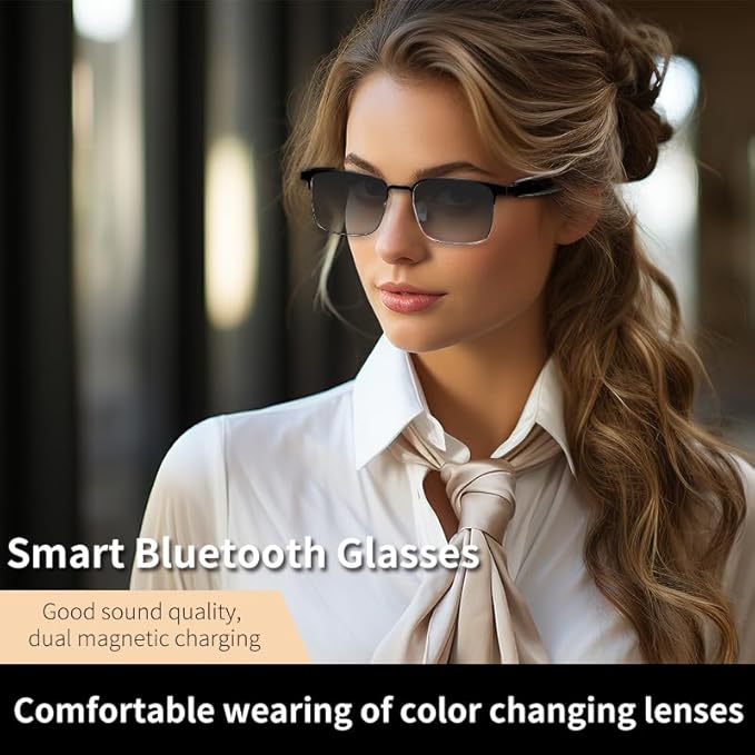 Bluetooth Audio Smart Sunglasses with Speakers, UV400 Protection Blue Light Blocking Glasses for Men Women