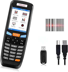 2D Wireless Barcode Scanner,JRHC Portable Inventory Scanner & Data Collector 2.4G Bar Code Reader Long Transmission Distance with 2.8 Inch LCD Screen for Warehouse,Library,Pharmacy,Supermarket,Store