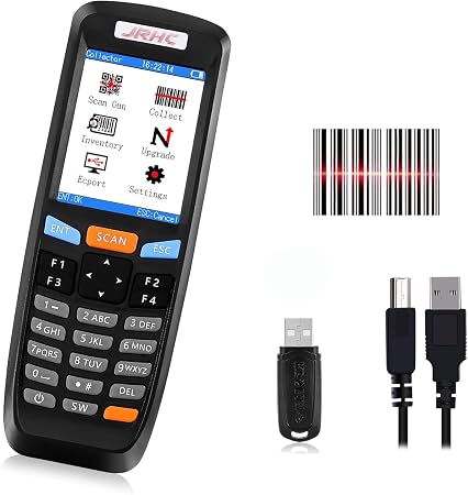 2D Wireless Barcode Scanner,JRHC Portable Inventory Scanner & Data Collector 2.4G Bar Code Reader Long Transmission Distance with 2.8 Inch LCD Screen for Warehouse,Library,Pharmacy,Supermarket,Store
