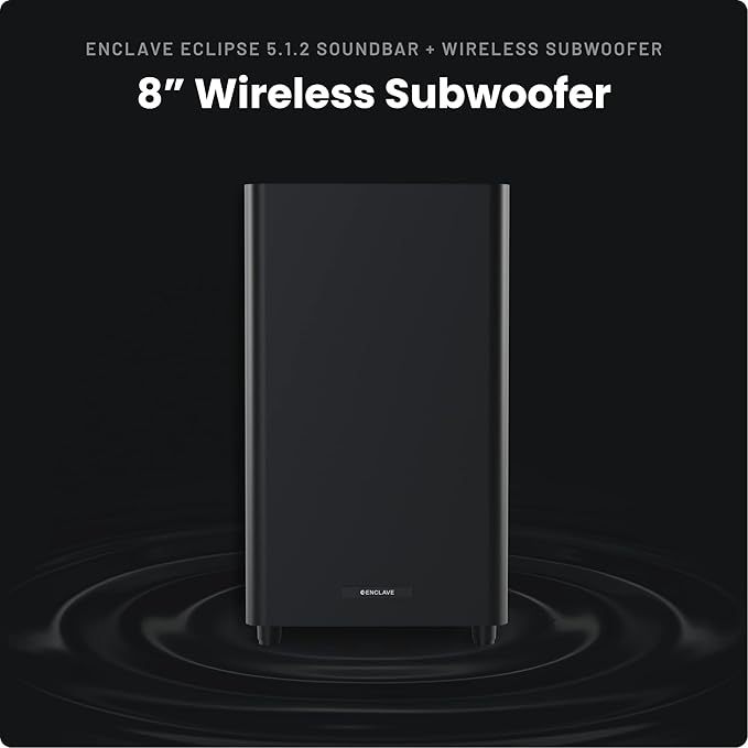 Enclave Eclipse 5.1.2 Dolby Atmos Soundbar with 8” Wireless Subwoofer - Includes 11 Custom Drivers & 8-Inch Subwoofer for Multidimensional Spatial Sound