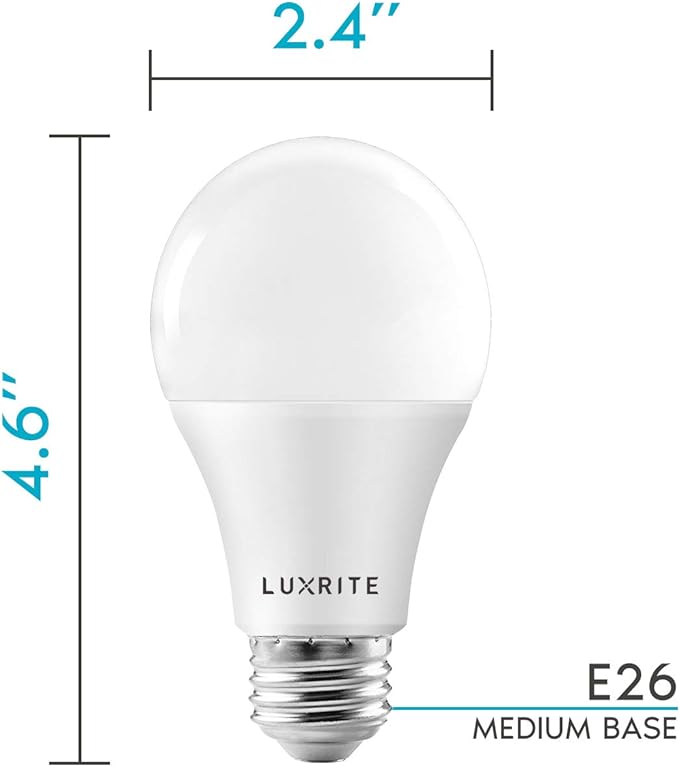 LUXRITE A19 LED Light Bulbs 100 Watt Equivalent Dimmable, 3000K Soft White, 1600 Lumens, Enclosed Fixture Rated, Standard LED Bulbs 15W, Energy Star, E26 Medium Base - Indoor and Outdoor (12 Pack)
