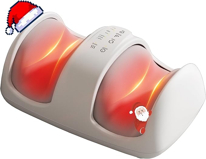 Foot and Calf Massager with Heat, Cloud Foot Massager for Neuropathy, Plantar Fasciitis and Circulation, Shiatsu Foot Massager Machine with Massage Roller for Pain Relief, Gifts for Women/Men