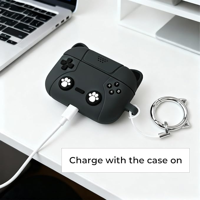 for Airpods Pro 3 Case 2025,Cute 3D Game Console Design for Air pod Pro 3 Cover with Keychain Shockproof Protective Soft Silicone Case for Airpods Pro 3 Gen for Women Girls (Gray Cat)