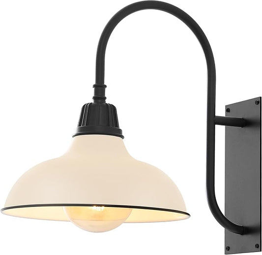 JONATHAN Y JYL7614J Stanley 12.25" 1-Light Farmhouse Industrial Indoor/Outdoor Iron LED Gooseneck Arm Outdoor Sconce for Entryway Lobby Kitchen Bathroom Bedroom Living Room Hallway, Matte Almond