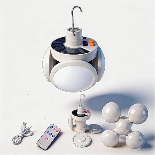 4000 mah Folding Solar Camping Lights with Remote Control , Hanging Tent Lights , USB Battery Rechargeable Portable Lantern Home Light Indoor Outdoor Waterproof Emergency Power Outage 1 Pack