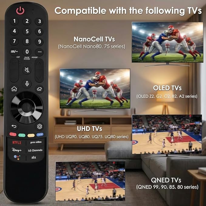 for LG Smart TV Remote,Magic Control with Voice and Pointer Function,AN-MR24GA/MR23GA/MR22GA/MR21GA/MR20GA/MR19GA Replacement for 2019-2024 LG WebOS,OLED,QNED,NANOCell,4K,8K etc.AKB76039902