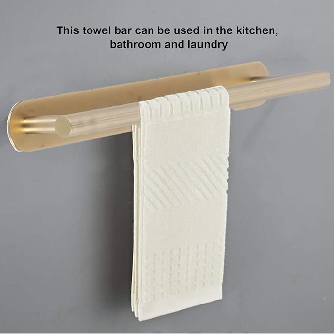 Cyrank Gold Single Bar Towel Rack, No Drill Self Adhesive Towel Holder, Stainless Steel, 40cm