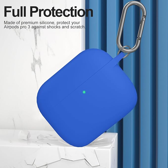 ATUAT for AirPods Pro 3 Case Cover with Cleaner, Protective Soft Silicone Skin with Keychain for Women Men for Apple AirPods Pro 3rd Generation Case(2025), Front LED Visible, Blue