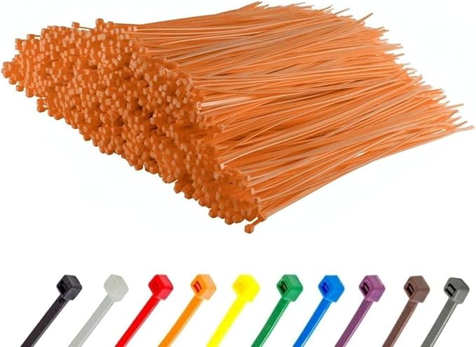 GTSE 14 Inch Orange Heavy Duty Zip Ties, 1,000 Bulk Pack, 120lb Strength, UV Resistant Nylon Cable Ties, Self-Locking 14" Tie Wraps