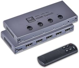 8K HDMI 2.1 Switch, HDMI 2.1 Switcher 4 in 1 Out Supports 8K@60Hz, 4K@120Hz, 1080P@240Hz, HDCP 2.3 CEC VRR ALLM HDR 10+ 3D Dolby Atmos Compatible with PS5 Xbox Blu-Ray Player etc - Image 1
