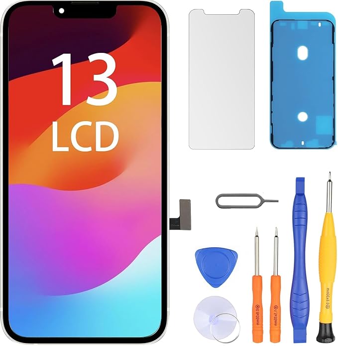 LL TRADER Screen Replacement for iPhone 13 6.1" LCD Retina FHD Display COF Touch Screen Digitizer with Repair Tool Kits, Waterproof Tape, Screen Protector (Truetone programable) 2025 New