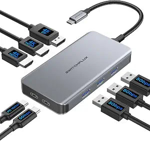 Laptop Docking Station 3 Monitors, Triple 4K Display 2 HDMI, DP - Image 1