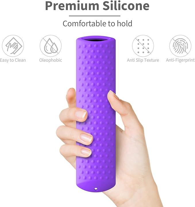 6.4 Inch Silicone Cover Compatible with Fire TV Stick 4K Max 2nd gen 2023 Remote Control,Silicone Case for Toshiba/Insignia Smart TV Remote Anti-Slip Sleeve Cover with Lanyard(Purple)