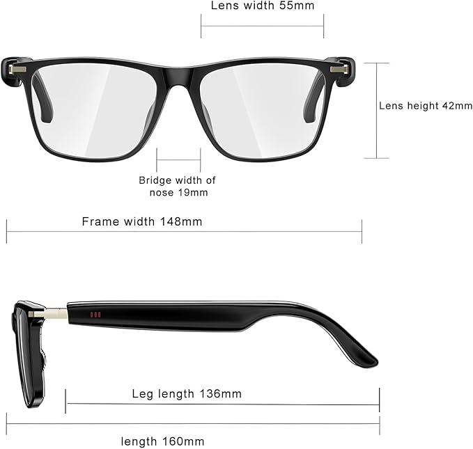 Ai Smart Glasses with Chat GPT, Bluetooth Glasses for Men Women with 160+ Language & Accents, Translation Glasses Color-Change Lens, Smart Eyewear for Gaming Meeting Travel Trade Business, (Black)