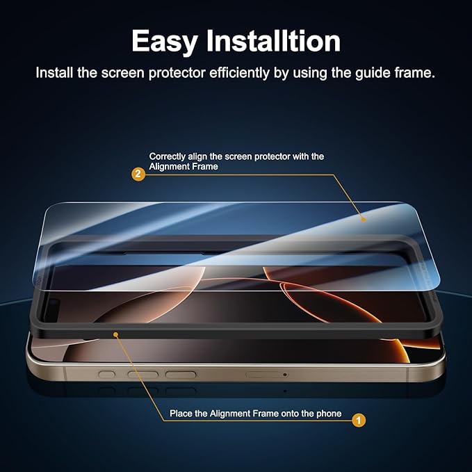 NEW'C 3x for iPhone 16 Pro Max Screen Protector (6.9 inches)+ 3x Camera Lens Protector, Sensor Protection, Case Friendly Tempered Glass Film + Dust Plug- Easy installation tool include