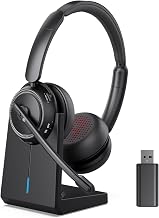 Wireless Headset with Mic for Work, Bluetooth Headphones with Microphone (Noise Cancelling & Mute Button), Wireless Headset with mic for Work/Computer/PC/Laptop/Cell Phones/Call Center/Teams/Zoom/Home - Image 1