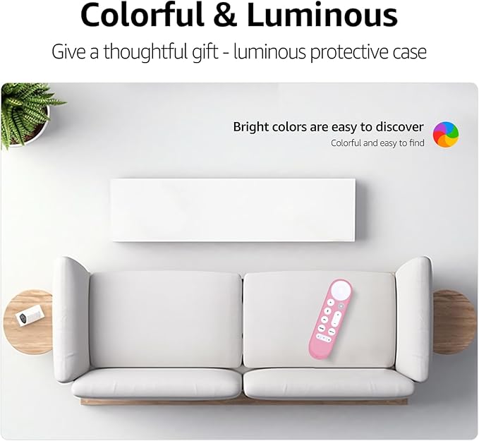 New Replacement Remote Control Cover Compatible for Google TV Streamer 4K TV GY3LE Voice Remote, Silicone Controller Case Sleeve (Glow-in-The-Dark，Pink)