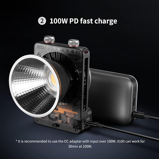ZHIYUN MOLUS X100 PRO V2 Upgraded Version 100w COB Led Video Light Bi-Color Video Light with with Bluetooth App Control Continuous Lighting,CRI 95+ TLCI 97+, 2700K-6500K