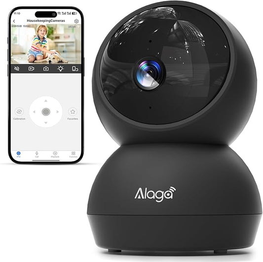 Security Camera, 2K HD Indoor Security Camera, 360 Degree Pan/Tilt Pet Camera 2.4G and 5G WiFi, Motion Detection, 2-Way Audio, Siren, Night Vision, Cloud SD Card Compatible Alexa Google Assistant