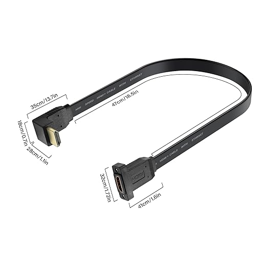 GINTOOYUN 20inch 4K HDMI Extension Cable (M/F) - Black - Supports 4K@60Hz, 3D, ARC - Compatible with Roku TV, PS5, Blu-ray, PC Monitor, Projector