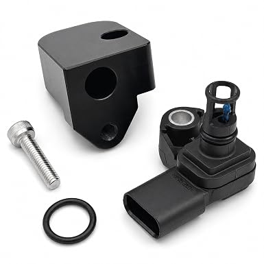 Intake Air Pressure and Temperature Sensor with Black Spacer Kit Compatible with 2017-2025 Chevy Silverado/GMC Sierra 2500HD 3500HD 6.6L Duramax Diesel, Replace 12681993 Manifold Pressure (MAP) Sensor