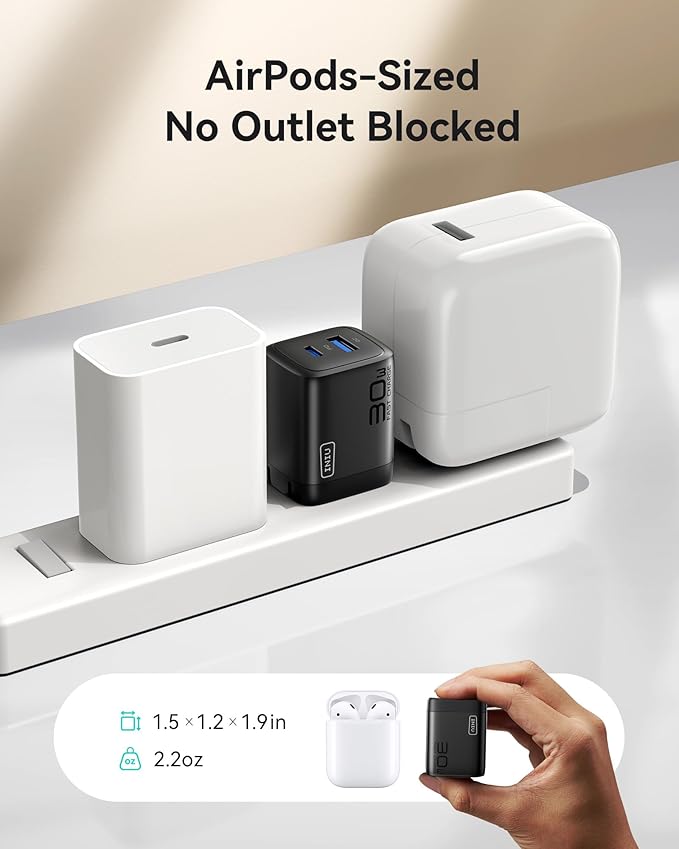 INIU USB C Charger Block, 30W 2-Pack PD Fast Charging, USB C + USB A iPhone 17 Charger with Foldable Plug, GaN Tech Type C Power Adapter for iPhone 17 16, IPad Air, Samsung S25, Family, Camping, Blue