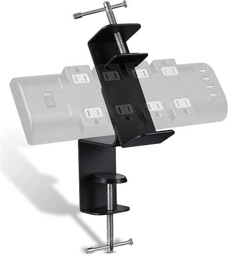 Desk Clamp for Power Strip - Removable Holder for Desk Edge - Sturdy Table Mount - Fits 2.55" to 4.13" Width - Black
