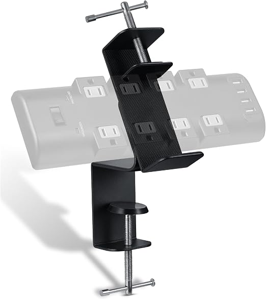 Desk Clamp for Power Strip - Removable Holder for Desk Edge - Sturdy Table Mount - Fits 2.55" to 4.13" Width - Black