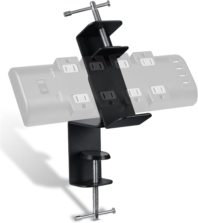 Desk Clamp for Power Strip - Removable Holder for Desk Edge - Sturdy Table Mount - Fits 2.55" to 4.13" Width - Black