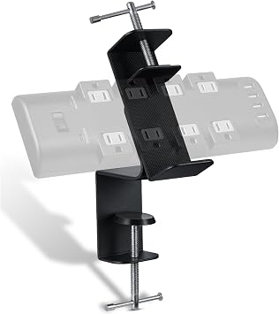 Desk Clamp for Power Strip - Removable Holder for Desk Edge - Sturdy Table Mount - Fits 2.55" to 4.13" Width - Black