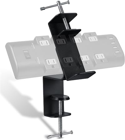 Desk Clamp for Power Strip - Removable Holder for Desk Edge - Sturdy Table Mount - Fits 2.55" to 4.13" Width - Black