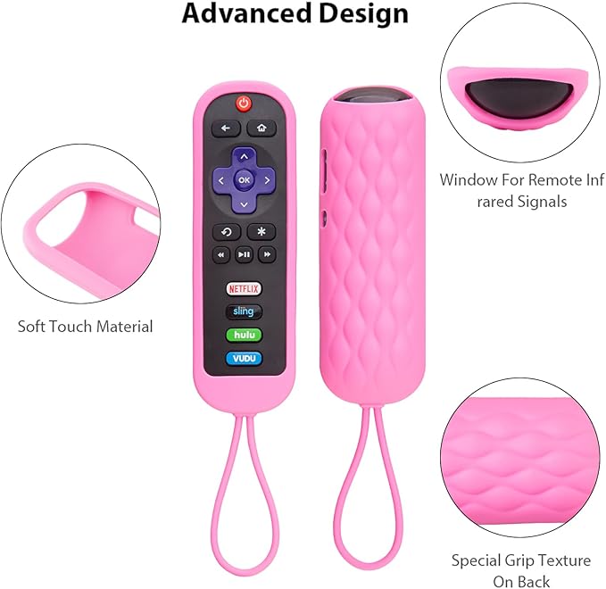 2 Pack Roku Remote Cover - Silicone Protective Case for Roku TV TCL - Anti Slip Remote Sleeve Glow in The Dark (Glow Green + Pink)